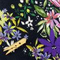 Coupon of flower printed viscose fabric coupon on navy background 3m or 1.50m x 1.40m