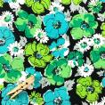 Viscose crepe fabric coupon with floral pattern in shades of green 3m or 1m50 x 1.40m