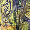 Cotton canvas fabric printed paisley in shades of yellow and green 1.50m or 3m x 1.40m