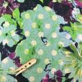 Polyester twill fabric coupon in green and purple tones 1,50 or 3m x 1,40m