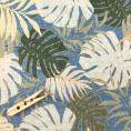 Coupon of linen and viscose canvas fabric with tropical prints on sky blue background 1,50m ou 3m x1,40m