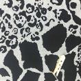 Coupon of silk crinkle muslin fabric printed with black animal patterns on white background 1,50m or 3m x 1,40m