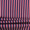Coupon of cotton poplin fabric coupon with white, navy and red stripes 2m x 1,40m