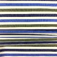 Cotton poplin fabric coupon in blue and green stripes on white background 2m x 1,40m