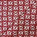 Coupon of silk twill fabric and viscose white background red pattern 1,50m or 3m x 1,40m