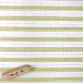 Coupon of striped linen and polyester canvas fabric in off-white/beige/neon green 1,50m or 3m x 1,40m