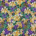 Coupon cotton canvas fabric printed with coloured flowers on a blue background 3m x 1,40m