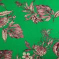 Cotton canvas coupon with pink flowers print on an mint green background 3m x 1,40m