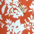 Cotton canvas fabric coupon printed with white flowery patterns on an orange background 3m x 1,40m