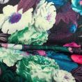Cotton fabric coupon printed with blue and pink flowers 1,50m or 3m x 1,40m