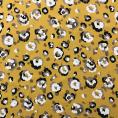 Coupon of viscose voile fabric with abstract patterns on mustard yellow background 1,50m or 3m x 1,40m