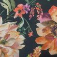 Coupon of viscose voile fabric with flowery patterns on navy background 1,50m or 3m x 1,40m