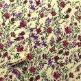 Coupon of viscose voile fabric with flowery patterns on pastel yellow background 1,50m or 3m x 1,40m