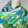 Blue and green cotton voile fabric coupon with white background 1,50m or 3m x 1,40m