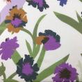 Coupon of cotton voile fabric with graphic floral print on white background 1,50m or 3m x 1,40m