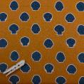 Coupon of cotton voile fabric with navy blue vase print on rusty color background 1,50m or 3m x 1,40m