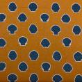 Coupon of cotton voile fabric with navy blue vase print on rusty color background 1,50m or 3m x 1,40m