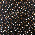 Polyester satin fabric coupon with brown dots on black background 1,50m or 3m x 1,50m