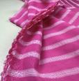 Viscose voile fabric coupon mix pink with white stripes 1m50 or 3m x 1,40m