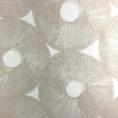 Beige and white cotton voile fabric coupon with round patterns 1,50m or 3m x 1,40m