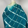 voile fabric coupon / viscose crepe tie and dye effect turquoise 1.50m or 3m x 1.40m
