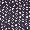 Viscose fabric coupon with light pink geometric motifs on a dark grey background 1.50m or 3m x 1.40m