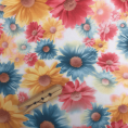 Crêpe polyester fabric coupon with a 1970s multicolored daisy print 1,50 or 3m x 1.40m
