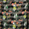 Jawhara silk fabric coupon with fruit motifs on black background 1,50m or 3m x 1,40m