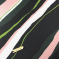 Polyester fabric coupon pink and green stripes on black background 1,50m or 3m x 1,40m