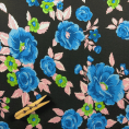 Viscose crepe fabric coupon with floral pattern in shades of blue 3m or 1m50 x 1.40m