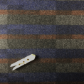 Coupon of fluffy wool twill fabric with blue stripes 1,50m or 3m x 1,40m