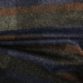 Coupon of fluffy wool twill fabric with blue stripes 1,50m or 3m x 1,40m