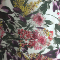 Silk chiffon fabric coupon with big flowers white background 1,50m or 3m x 1,40m