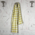 Yellow and white check polyester twill fabric coupon 1,50m or 3m x 1,40m