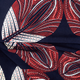 Viscose fabric coupon with graphic flowers on navy background 1,50m or 3m x 1,40m