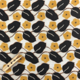 Cotton and silk voile fabric with yellow and brown leaves and flowers 1,50m or 3m x 1,40m