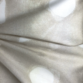 Beige and white cotton voile fabric coupon with round patterns 1,50m or 3m x 1,40m