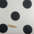 Viscose fabric coupon with large black polka dots on white background 1m50 or 3m x 1.40m
