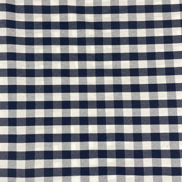 Navy check cotton poplin fabric coupon 1.50m or 3m x 1.40m