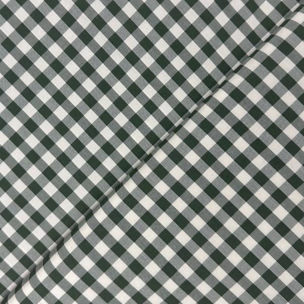 Coupon of white and green checked cotton cambric fabric 1.50m or 3m x 1.40m