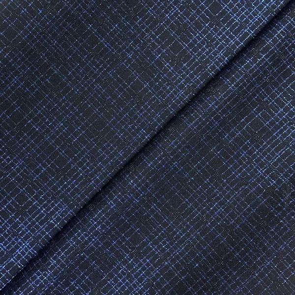Coupon of double-sided wool blend sheet fabric in black blue sequins 3m x 1.50m