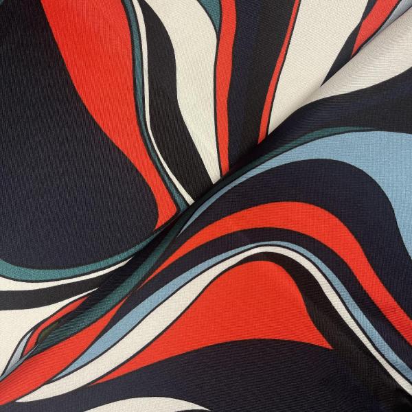 Silk twill fabric coupon with multicolor abstract motifs 1.50m or 3m x 1.40m
