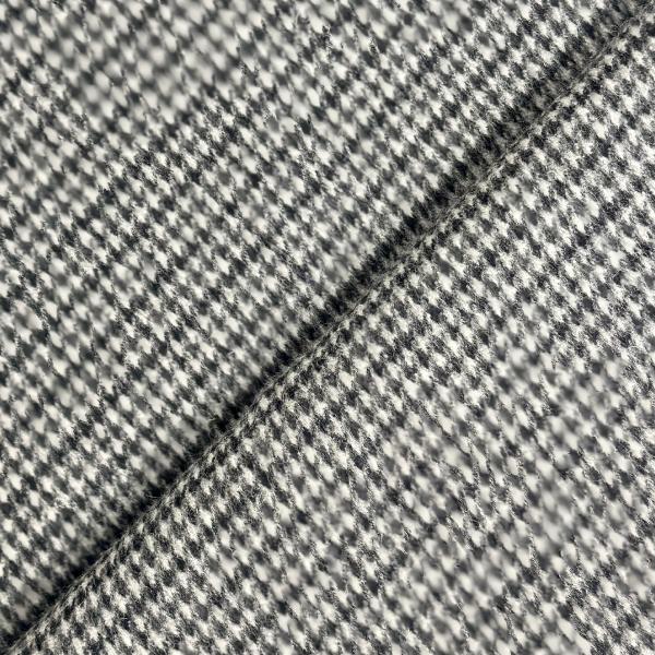 Coupon of black gray houndstooth wool flannel fabric 3m x 1.50m