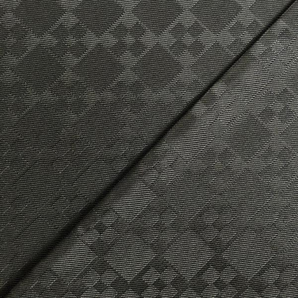 Coupon of lightweight waterproof polyester fabric with checkered patterns in natural black color 3m x 1.40m