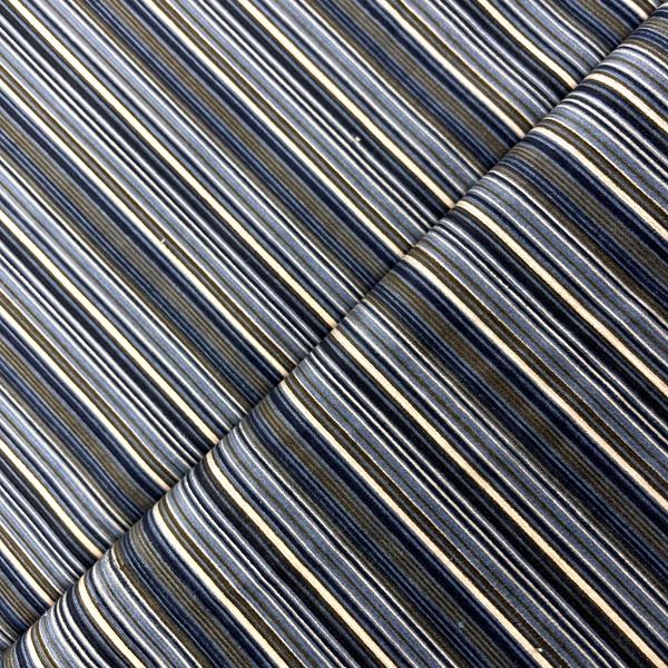 Smooth cotton velvet fabric coupon in blue, brown and cream stripes 1,50m or 3m x 1,40m