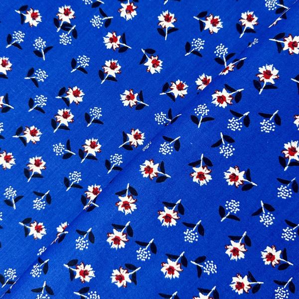 Blue cotton fabric coupon has flower pattern 3m or 1m50 x 1.40m