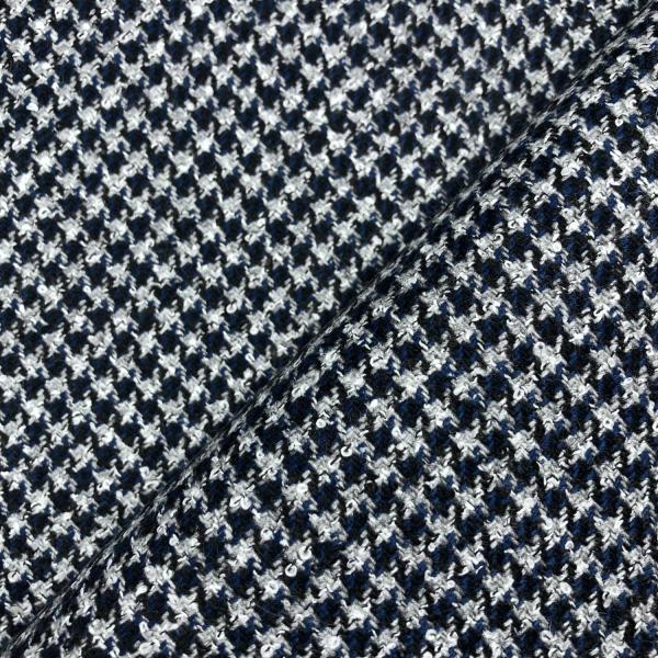 Black, blue, white and grey mini houndstooth wool suiting fabric 1,50m or 3m x 1,40m