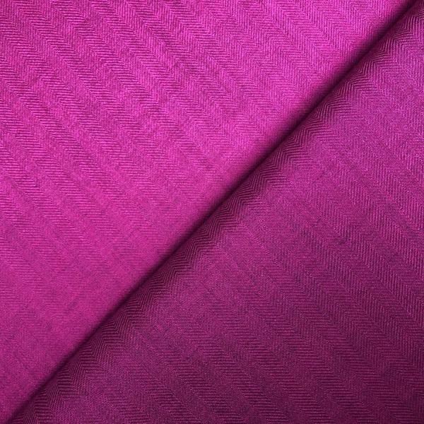 Dark magenta wool and silk etamine fabric coupon with a chevron weave 3m x 1,40m
