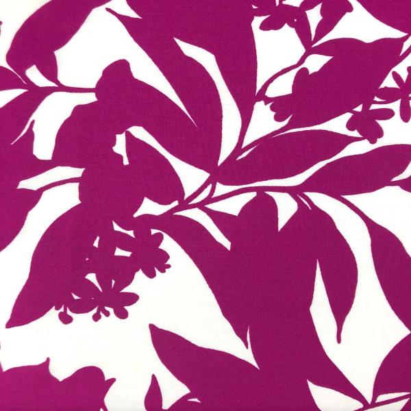 Cotton fabric coupon pink flowers on white background 1,50m or 3m x 1,40m