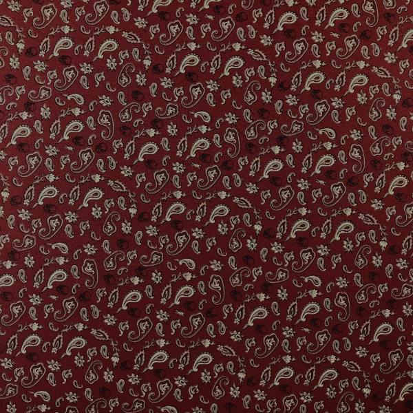 Coupon of cotton canvas fabric with paisley pattern on a burgundy background 1.50m or 3m x 1.40m